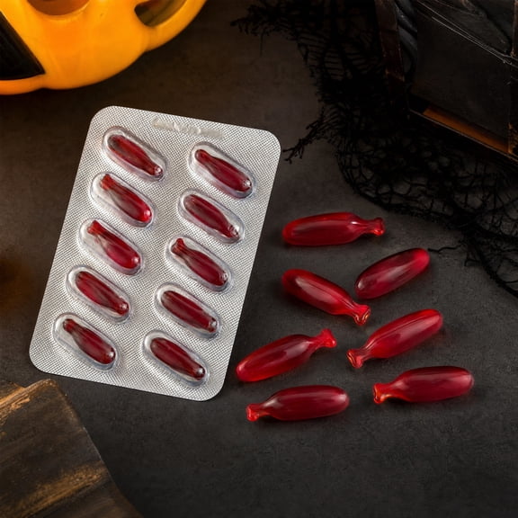 ddioayh Clearance! 10 Pcs Blood Capsules 0.2 Oz Halloween Trick Gag Props Fake Blood Pills for Party Scene Setting Fun for Halloween Party Fun