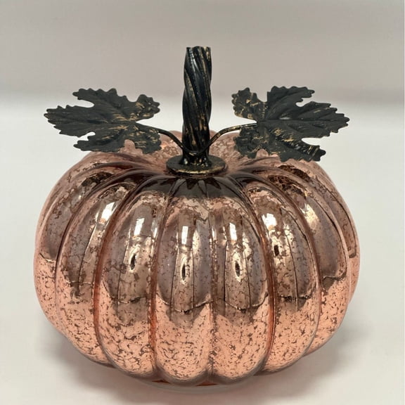 ddioayh Clearance Battery Operated LED Pumpkin Lantern Rose Copper Metal Glow Flickering Table Decor for Halloween Porch Party Fall Autumn Home Cozy