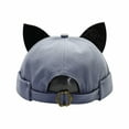 thumbnail image 1 of ddioayh Cat Ear Docker Cap Brimless Hats Beanie for Women Men Skull Cap Worker Sailor Cap Rolled Cuff Retro Docker Hat,Backwards, 1 of 1