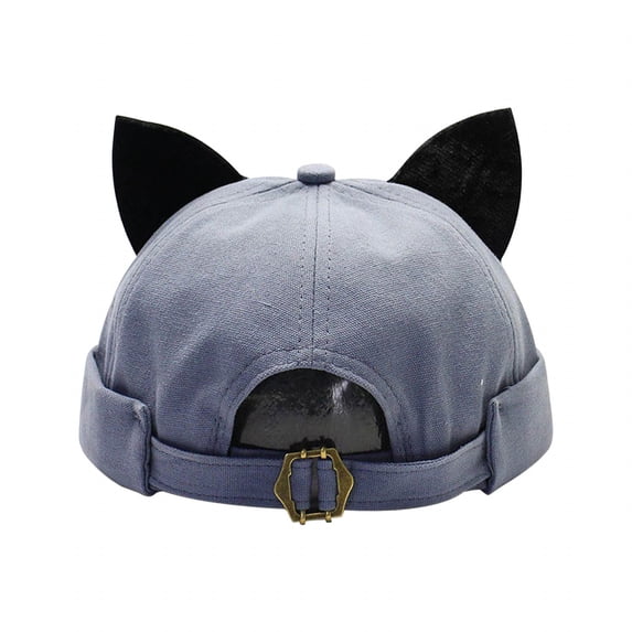 ddioayh Cat Ear Docker Cap Brimless Hats Beanie for Women Men Skull Cap Worker Sailor Cap Rolled Cuff Retro Docker Hat,Backwards