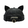 thumbnail image 1 of ddioayh Cat Ear Docker Cap Brimless Hats Beanie for Women Men Skull Cap Worker Sailor Cap Rolled Cuff Retro Docker Hat,Backwards, 1 of 1