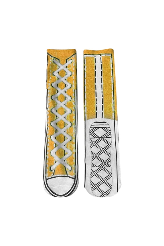 Double-sided Printed Socks,Simulation Canvas Shoes and Socks,Funny Novelty Canvas Shoes Stockings for Men and Women