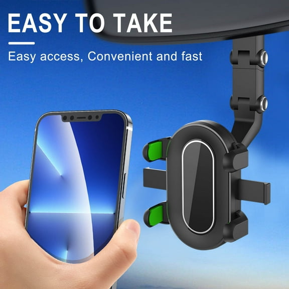 ddioayh Rearview Mirror Phone Holder for Car,360掳Rotating Rear View Mount with Adjustable Arm Length,Multi-functional and GPS Universal Car All Smartphones