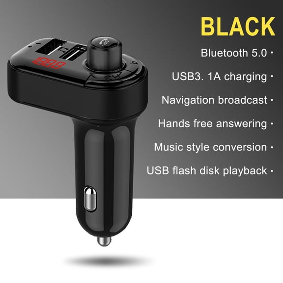 ddioayh USB In-car Adapter,Wireless Bluetooth Kit,QC3.1 Fast USB Charger,Hands-free FM Bluetooth Transmitter