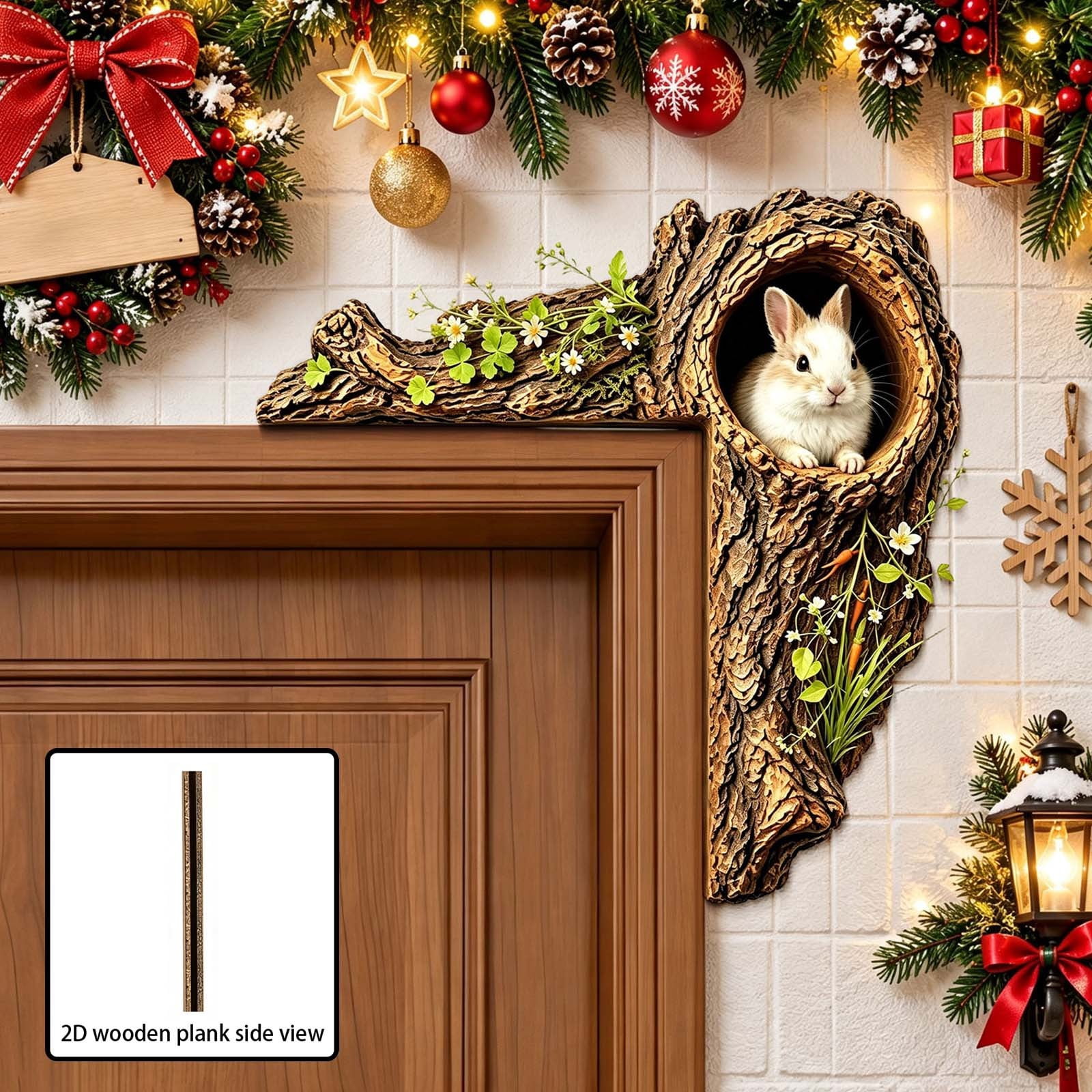 ddioayh Clearance! Woodland Rabbit Door Corner Hanging 2D Printed Wood ...
