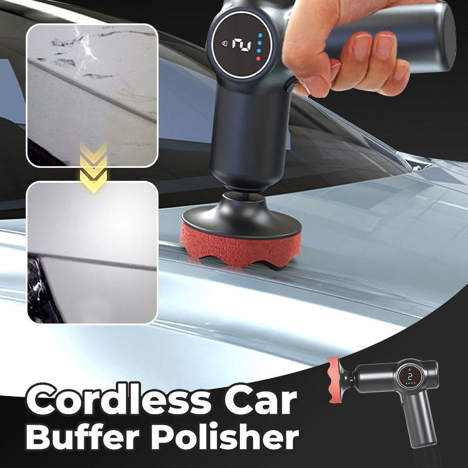 ddioayh Cordless Car Polisher & Buffer Kit with 2×2000mAh Rechargeable Battery, 80W Powerful Motor, 20000RPM, 3 Polishing Pads & Wireless Design for Auto Detailing