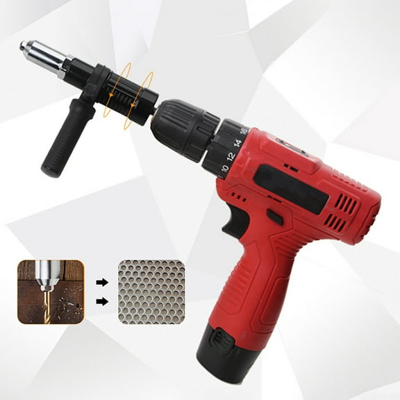 ddioayh Cordless Rivet Nut Tool Kit with 4 Replaceable Heads, Heavy-Duty All-Metal Construction, Portable Riveting Drill Adapter for DIY, Woodworking, Automotive
