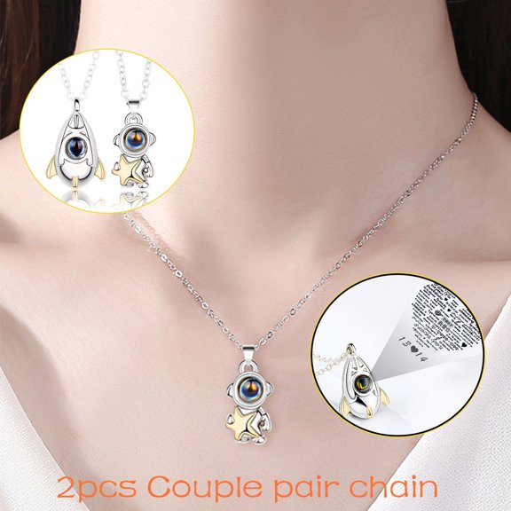 ddioayh Couple Projection Necklace (100 Languages "I Love You")