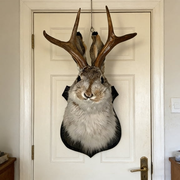 ddioayh Decorative Wall Hanging Handcrafted Faux Jackalope Taxidermy Mount Easter Themed Unique Home Decor 10.23x5.51x5.11 Inches Fantasy Gift for Living Room Office