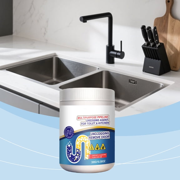 ddioayh Drain Cleaner Powder 300g Multi-Purpose Fast-Acting Foaming Unclogger for Kitchen Bathroom Pipes Safe for PVC ABS Copper Iron Eliminates Sewer Odors