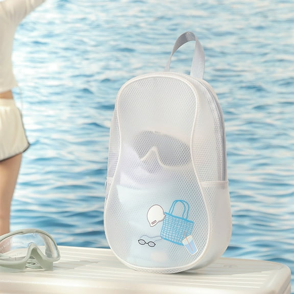 ddioayh Dry Wet Separation Swimming Bag 7L Waterproof Beach Bag with U-Shaped Handle, Semi-Transparent Compartment & Organizer for Women, Black/White