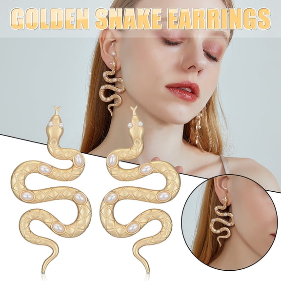 ddioayh Earrings Baroque Pearl Snake Design Women's Unique Fashion Statement Dangle Ear Jewelry Retro Versatile Accessory