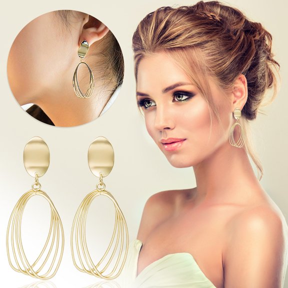 ddioayh Earrings for Women Geometric Matte Hollow Pearl Drop Ear Hoop