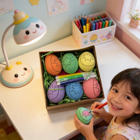 ddioayh Easter DIY Hand-Painted Egg Set Durable 13×13×4.5cm 40g Fillable Candy Box Easter Party Craft Decor