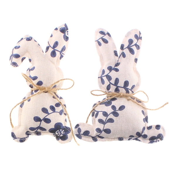 ddioayh Easter Decoration Chinese Style Blue and White Porcelain Fabric Rabbits Ornaments for Easter Holiday Party Home Decor and Gift Idea