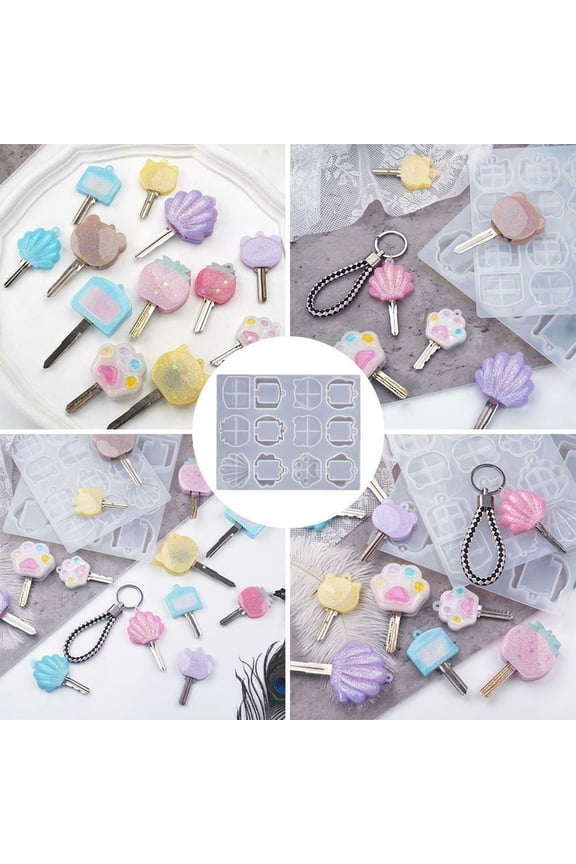 Epoxy Resin Keychain Mold DIY Craft Tools Kit for Transparent Crystal Key Cover