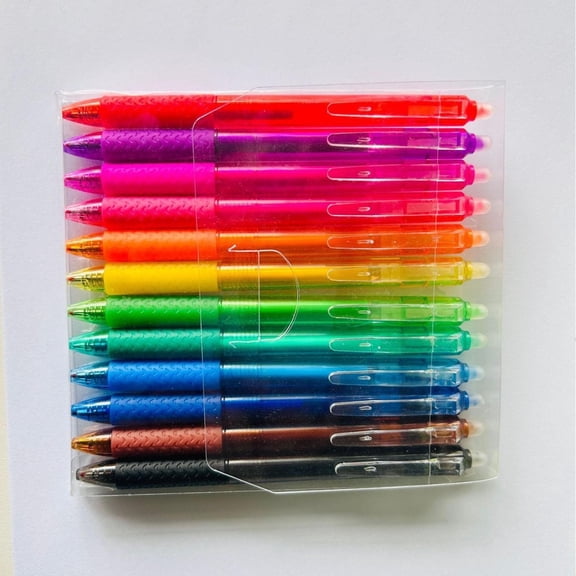 ddioayh Erasable Gel Pens with Thermal Erasable Ink Click Type 12 Multicolor Pack for Smooth Writing Office Notes Sketching Comfortable Grip