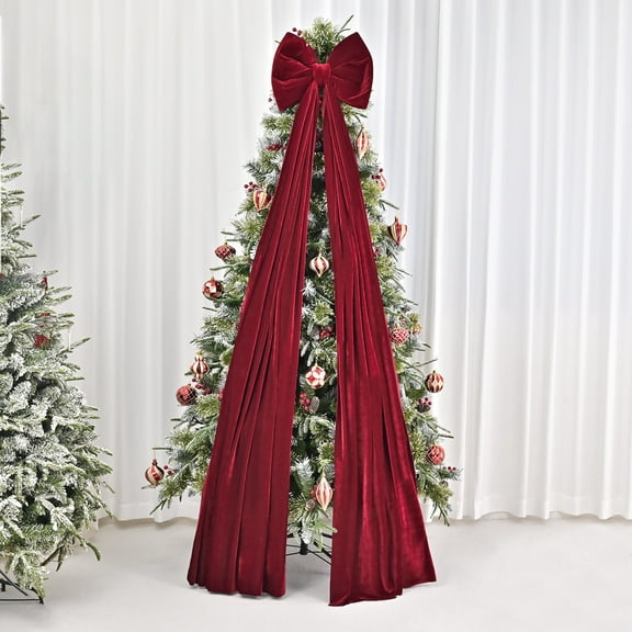 ddioayh Extra Large Burgundy Velvet Bow for Christmas Tree Decorations, 180CM Holiday Decorative Hanging Ornament with Flexible Wire for Home, Mantel & Garland