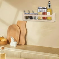 ddioayh Farmhouse Wall Shelves Floating Shelves Set - Beige/Brown Solid Wood Spice Rack, Bookshelf for Living Room Kitchen Bathroom Bedroom Office