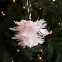 ddioayh Feathers Filled Christmas Tree Decorations Hanging Balls with Glitter, 7x7x7cm Foam Ornaments for Holiday Party Decor (Beige/White/Pink)