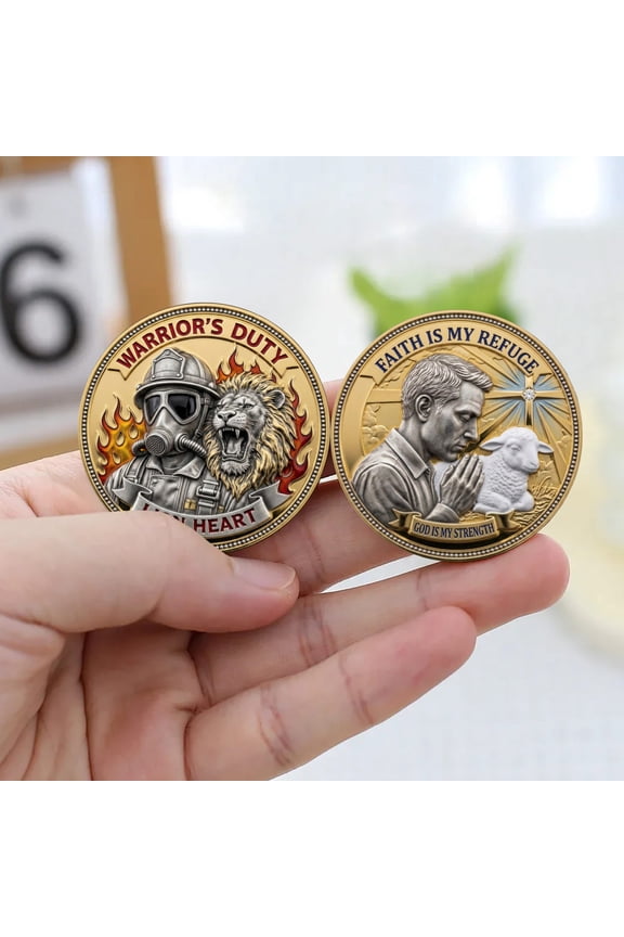Firefighter Commemorative Coin God Is My Refuge Design Honor Bravery Inspirational Gift for Graduation Retirement