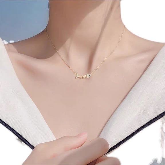 ddioayh Fishbone Pendant Necklace for Women Fashion Clavicle Chain Jewelry Alloy Compact Elegant Stylish Gift