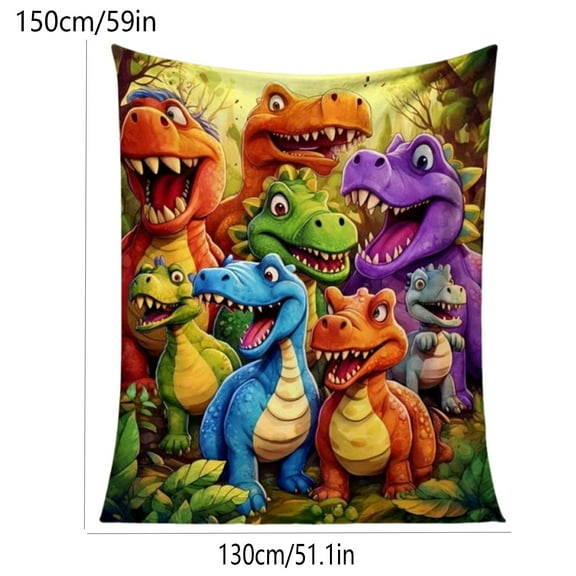 ddioayh Flannel Blanket - Cute Smiling Dinosaur HD Print, Soft Warm 220g, Lightweight for Naps, Story Time & Chilly Mornings, Cozy Bedding Accessory