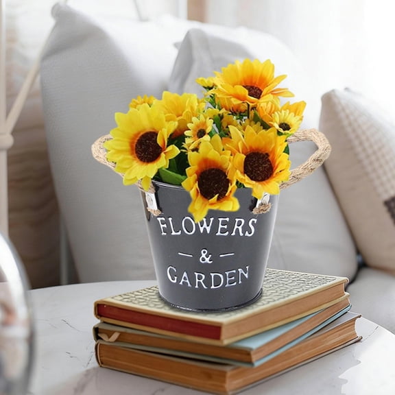 ddioayh Flower Pot Vintage Iron Alphabet Design Bucket French Village Style Desktop Decor for Home Garden Office Plant-Shapeds Cultivation 5.51x5.51x5.12in