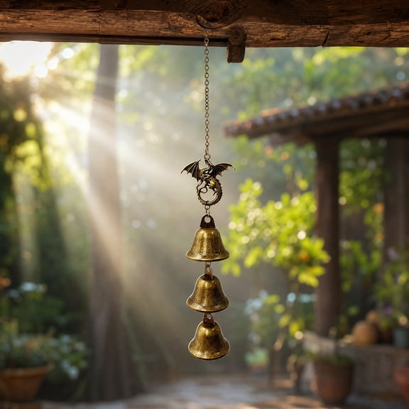 ddioayh Flying Dragon Bell Doorbell Wall Hanging Metal Bell Bronze Dragon Statue Decor for Home Courtyard Garden Hanging Craft Ornament