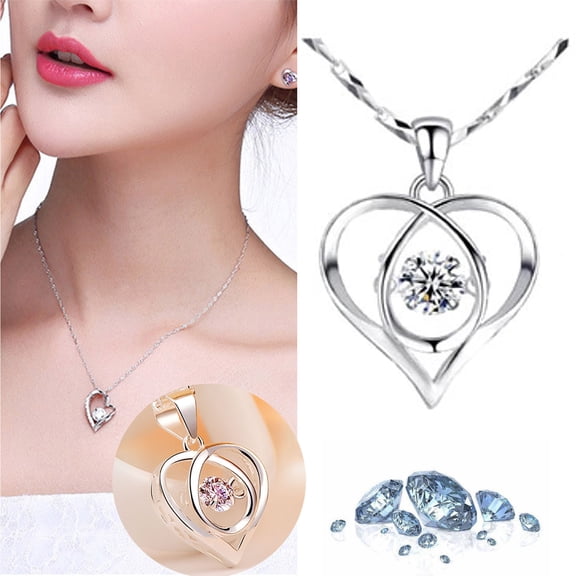 ddioayh Glitter Smart Skirt Necklace with Rotating Heart Pendant for Valentine's Day Gift