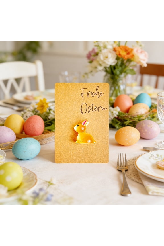 Greeting Card Easter Glow in the Dark Resin Rabbits Pocket Hug with Keychain Gift for Birthday Holiday Celebration Handwritten Note Keepsake