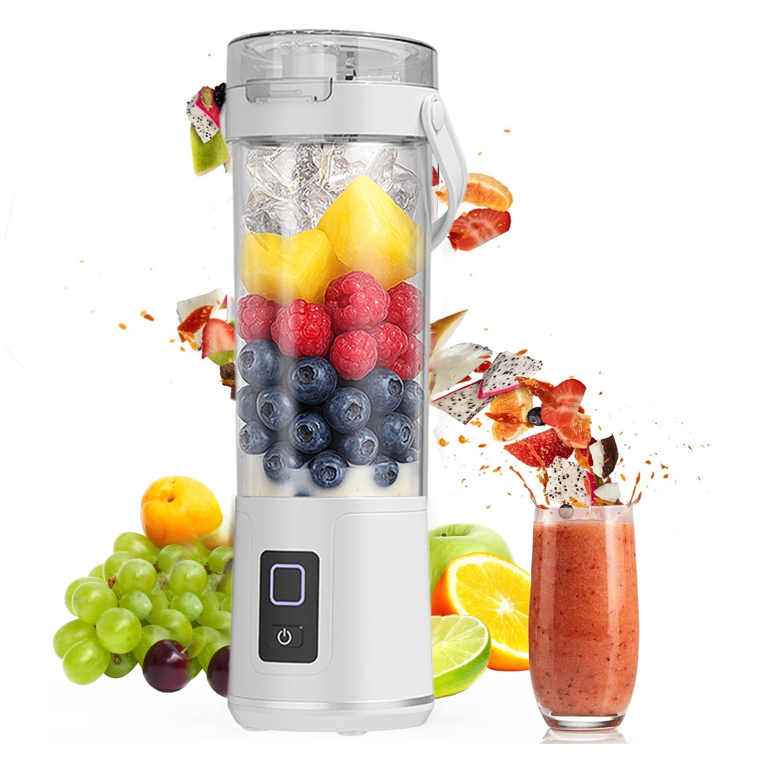 ddioayh Handheld Blender USB Rechargeable 600ml Portable Juicer for Home Travel Outdoor with Powerful 50W Motor, Black/White