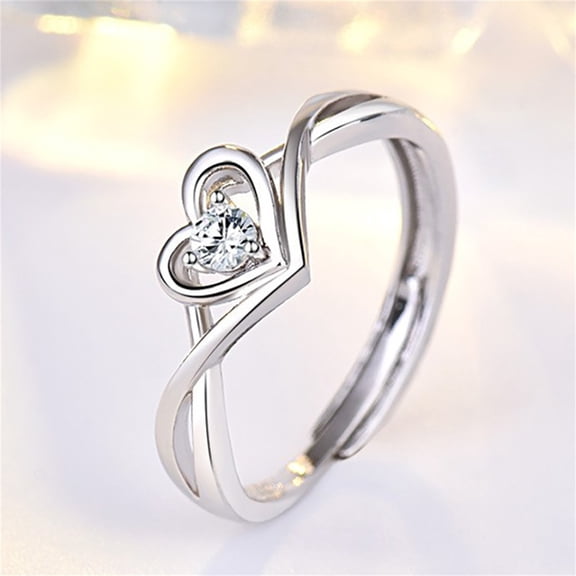 ddioayh Heart Promise Ring for Women Cubic Zirconia Engagement Wedding Anniversary Jewelry Accessory Gift