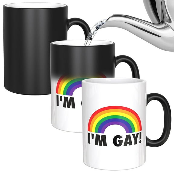 ddioayh Heat-Activated Color Changing Ceramic Mug With Identity Celebration Design 400ml For Coffee Tea & Advocacy