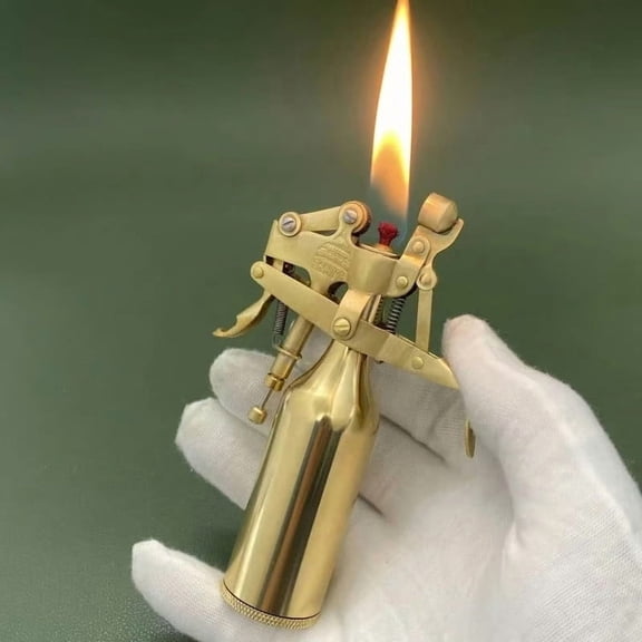 ddioayh Heavy Duty Brass Kerosene Lighter Automatic Mechanical Windproof Ignition No Batteries Required for Outdoor Camping Emergency Survival Use