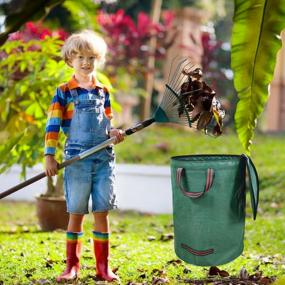 ddioayh Heavy-Duty Garden Collection Bag With Lid, Large Capacity Waterproof Gardening Storage Bag, Green Leaf Waste Bin for Yard Waste Management
