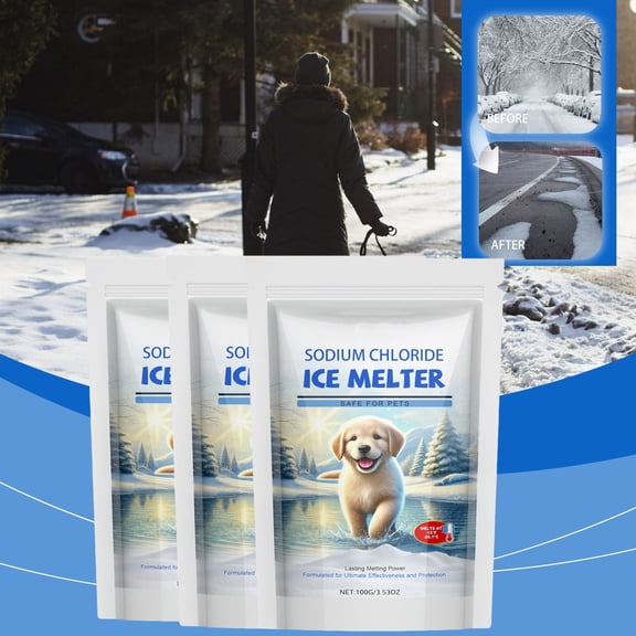 ddioayh Ice Melter Pet Safe Fast Acting Environmentally Friendly Ice Melt 2 Pack for Driveways Walkways and Steps
