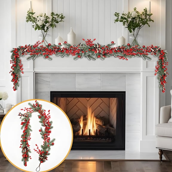 ddioayh Large Christmas Wreath Rattan for Front Door, Artificial Green Wreath Decor Indoor Outdoor with Handcrafted Grapevine Base, Festive Seasonal Home Detail Decoration (19.68/62.99/17.72 in)