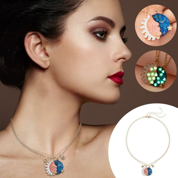 ddioayh Luminous Children's Necklace with Double Heart Pendant and Magnetic Attraction for Best Friends