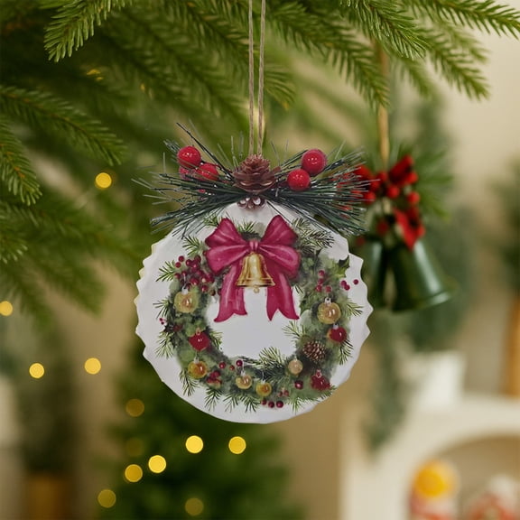 ddioayh Metal Christmas Decorations Santa Claus Ornaments with Bottle Cap Design and Rustic Berries, 12x10.5x2cm Holiday Home Decor Gifts