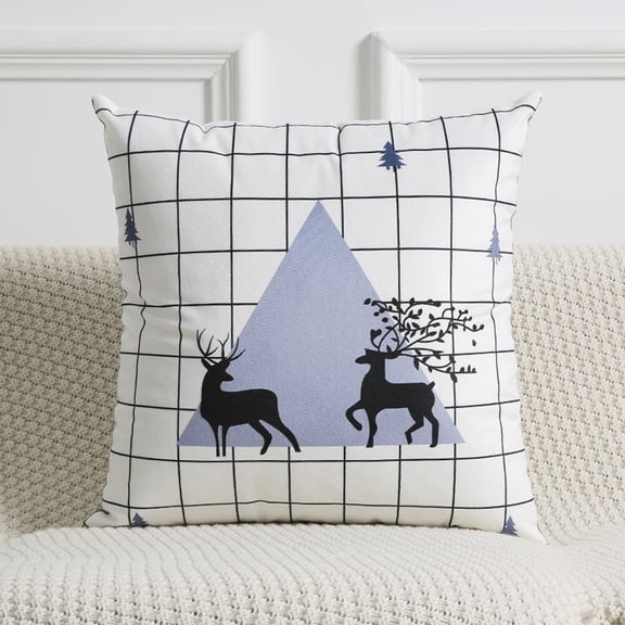 ddioayh Moose Print Pillow Cover European Style Geometric Elk Design for Sofa Bedroom Home Decor Fade-Resistant Soft Durable Standard Size