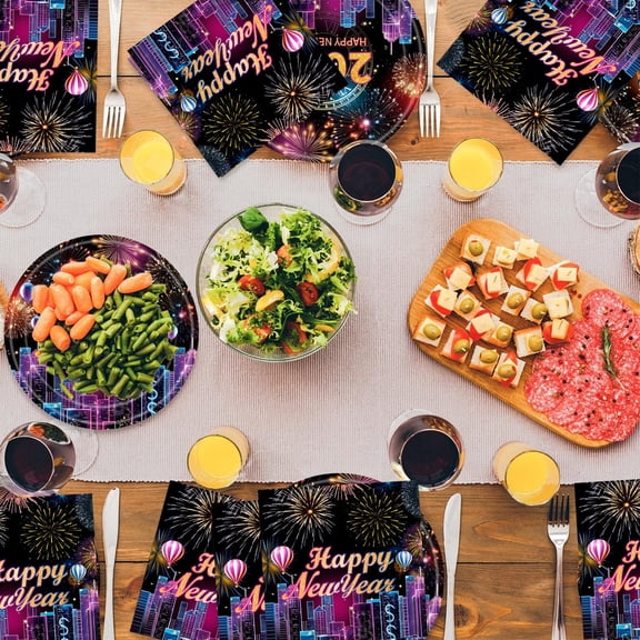 ddioayh New Year Paper Napkins 20PCS Black and Gold Disposable Party Tableware Premium Decorative Holiday Dinnerware Set with Soft Absorption Eco-Friendly Design for Festive Gatherings