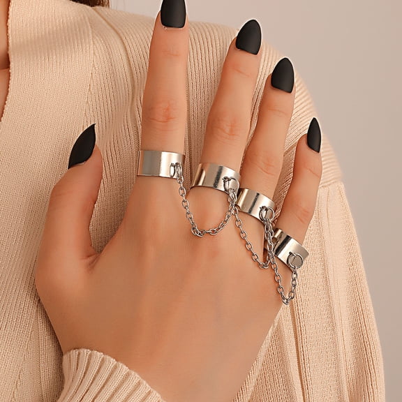 ddioayh Open Chain Ring Vintage Knuckle Set Stackable Removable Punk Hip Hop Style Jewelry for Women Girls Boys Fashion Gift Idea