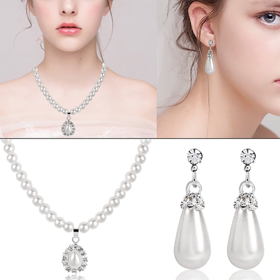 ddioayh Pearl Jewelry Set with Necklace and Earrings for Women Valentine's Day Gift