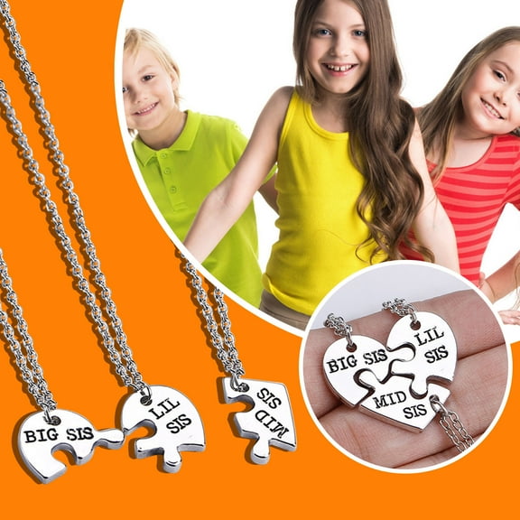 ddioayh Personalized Stainless Steel Puzzle Necklace with 3 Heart Pendants Family Jewelry Gift for Mother Daughter Friendship