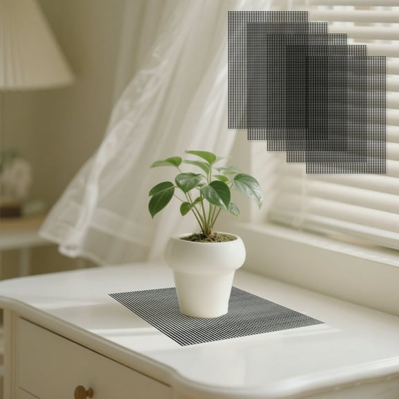 ddioayh RecTangle-Resistant Design Plant Drain Mesh Mat, 20cmx30cm Reusable Pot Base Liners with Waterflow Improvement & Soils Barrier, 5 Pack Black Garden Mesh Mats