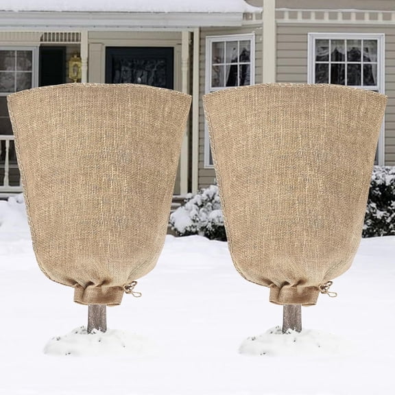 ddioayh Reusable Coarse Linen Winter Plant Cold Cover (60x100cm/24x40in)