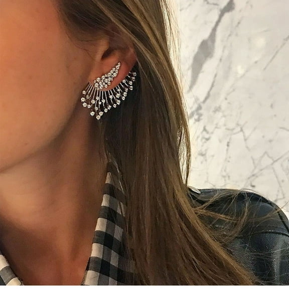 ddioayh Rhinestone Butterfly Ear Clips for Women Asymmetric Ear Clamp Clips Fashion Jewelry Accessories