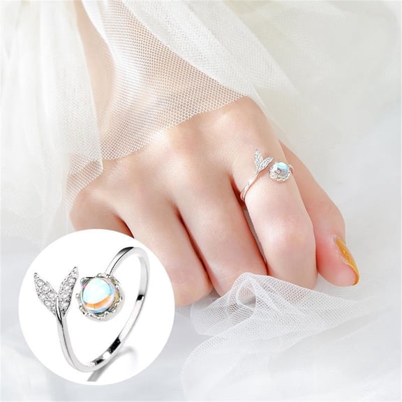 ddioayh Ring Adjustable Mermaid Tail Design Open Band Fashion Jewelry for Women Gift Idea Lightweight and Elegant Ocean-Themed Inspired Accessory