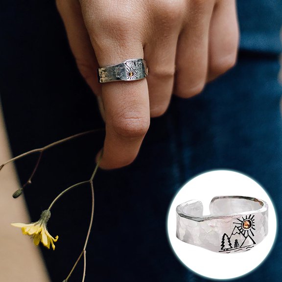 ddioayh Ring Sunset Valley Vintage Design Women's Elegant Fashion Creative Finger Jewelry Retro Statement Accessory